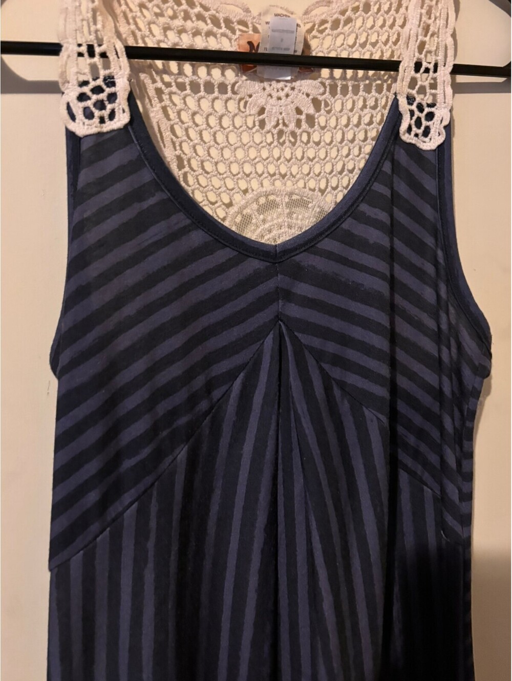 Mudd Women's Size Small Blue Striped Dress with Crochet Back Detail